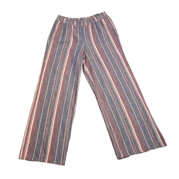 Pink Rose Vintage Pants - Womens Pink Rose Vintage Red White & Blue cropped striped wideleg pants size M.